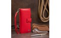 【Оригинальный кошелек кожаный женский на хлястике с кнопкой ST Leather 19281 Красный】