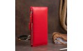 【Оригинальный кошелек кожаный женский на хлястике с кнопкой ST Leather 19281 Красный】