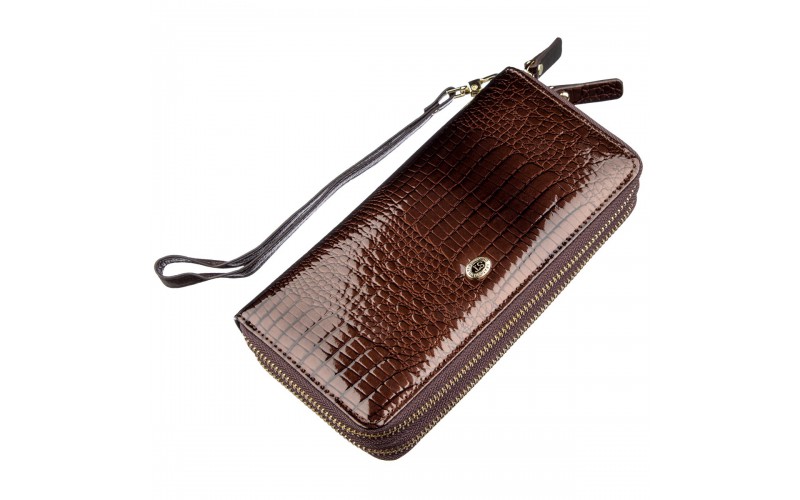 【Женский лаковый клатч ST Leather 18908 Коричневый】