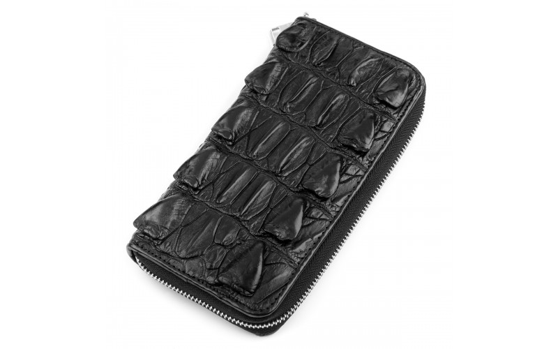 【Кошелек CROCODILE LEATHER 18249 из натуральной кожи крокодила Черный】