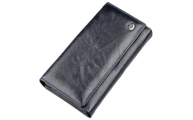 【Кошелек-клатч с визитницей ST Leather 18880 Серо-синий】