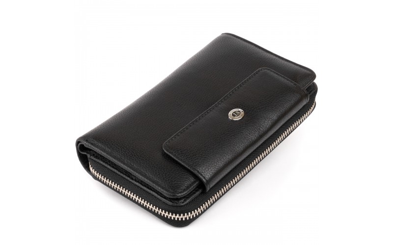 【Кошелек из кожи на защелке ST Leather 19339 Черный】