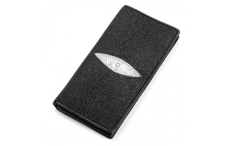 【Портмоне мужское STINGRAY LEATHER 18040 из натуральной кожи морского ската Черное】
