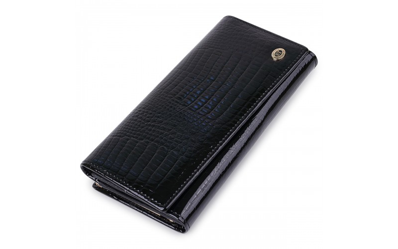 【Кожаный женский лакированный кошелек ST Leather 18299 Черный】