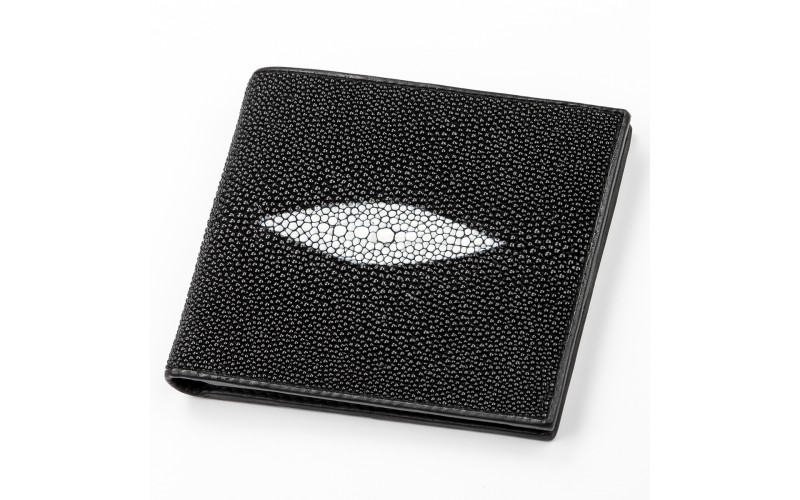 【Портмоне мужское STINGRAY LEATHER 18071 из натуральной кожи морского ската Черное】