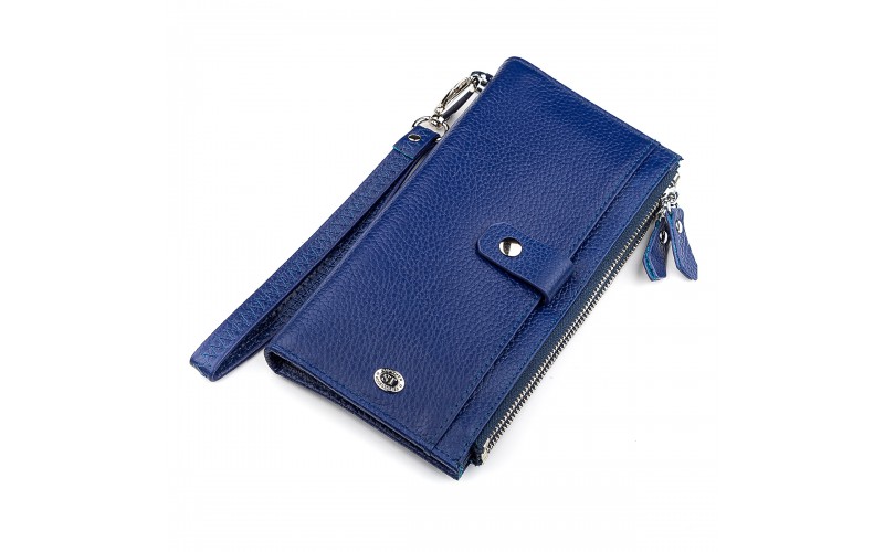 【Кошелек женский ST Leather 18416 (ST420) с ремнем на запястье Синий】