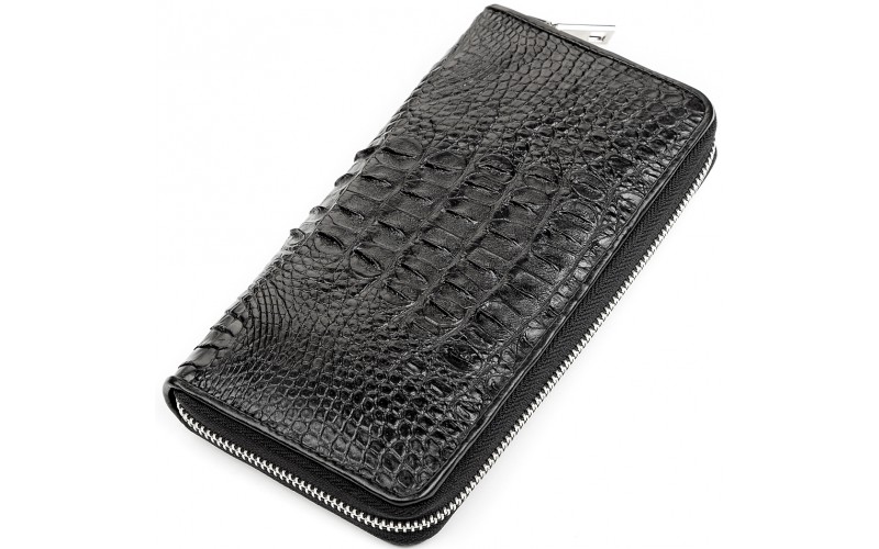 【Кошелек CROCODILE LEATHER 18268 из натуральной кожи крокодила Черный】