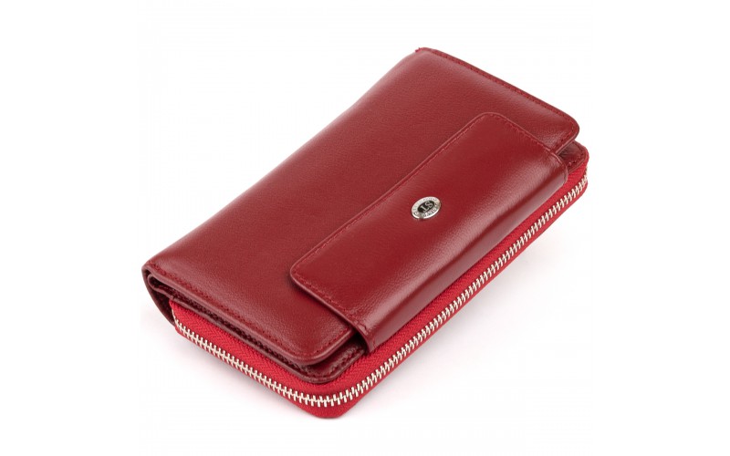 【Кошелек из кожи на защелке ST Leather 19341 Бордовый】