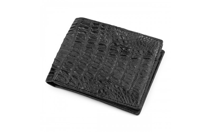 【Кошелек CROCODILE LEATHER 18231 из натуральной кожи крокодила (каймана) Черный】