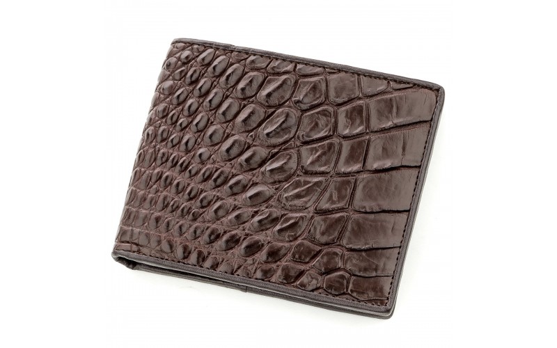 【Бумажник мужской CROCODILE LEATHER 18577 из натуральной кожи крокодила Коричневый】