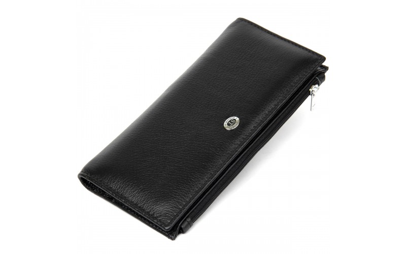 【Практичный женский кожаный кошелек ST Leather 19378 Черный】