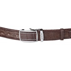 Ремень-автомат мужской CROCODILE LEATHER 18036 из натуральной кожи крокодила Коричневый