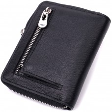 Кожаный кошелек для женщин на молнии с тисненым логотипом производителя ST Leather 19489 Черный