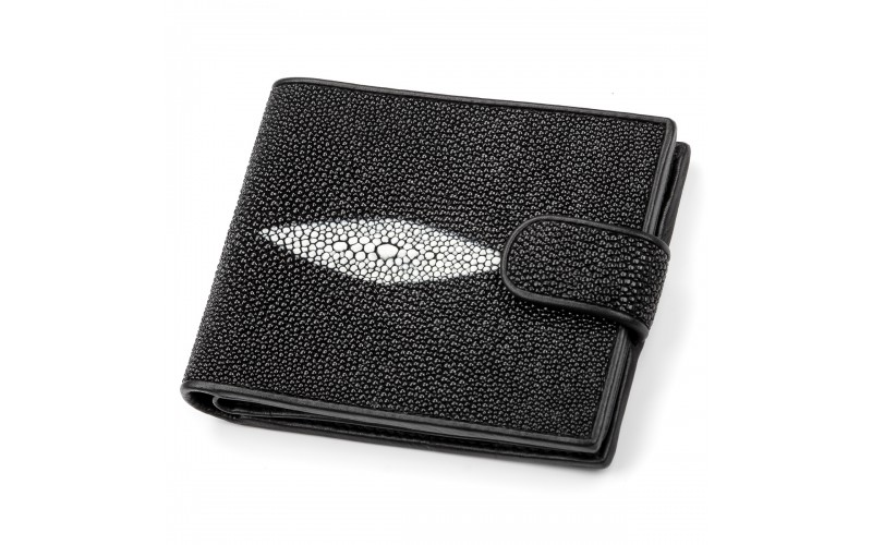 【Портмоне мужское STINGRAY LEATHER 18073 из натуральной кожи морского ската Черное】