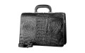 【Портфель CROCODILE LEATHER 18048 из натуральной кожи крокодила Черный】