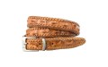 【Ремень тонкий CROCODILE LEATHER 18596 из натуральной кожи крокодила Коричневый】