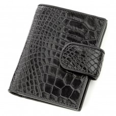 Визитница мужсккая CROCODILE LEATHER 18576 из натуральной кожи крокодила Черная