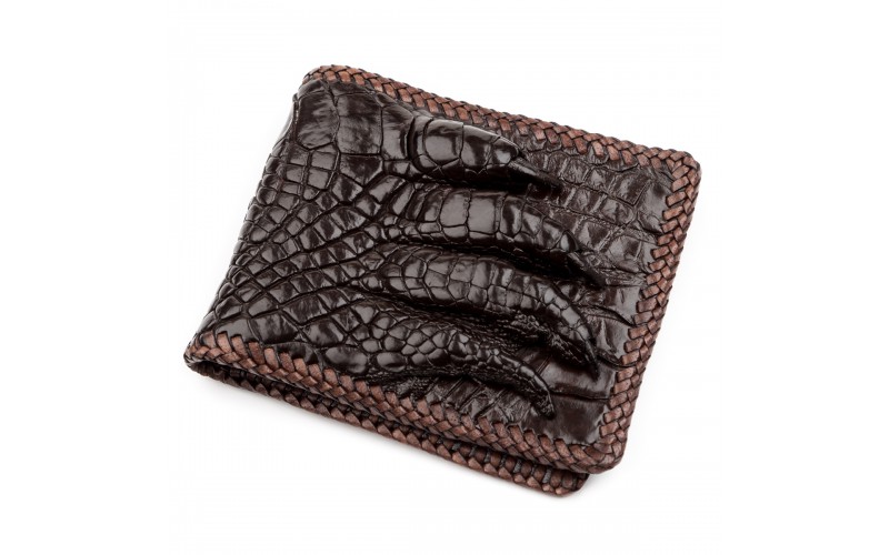 【Портмоне CROCODILE LEATHER 18229 из натуральной кожи крокодила Коричневый】