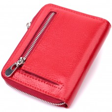 Кожаный женский кошелек на молнии с металлическим логотипом производителя ST Leather 19484 Красный
