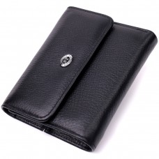Симпатичный женский кошелек с монетницей из натуральной кожи ST Leather 19481 Черный